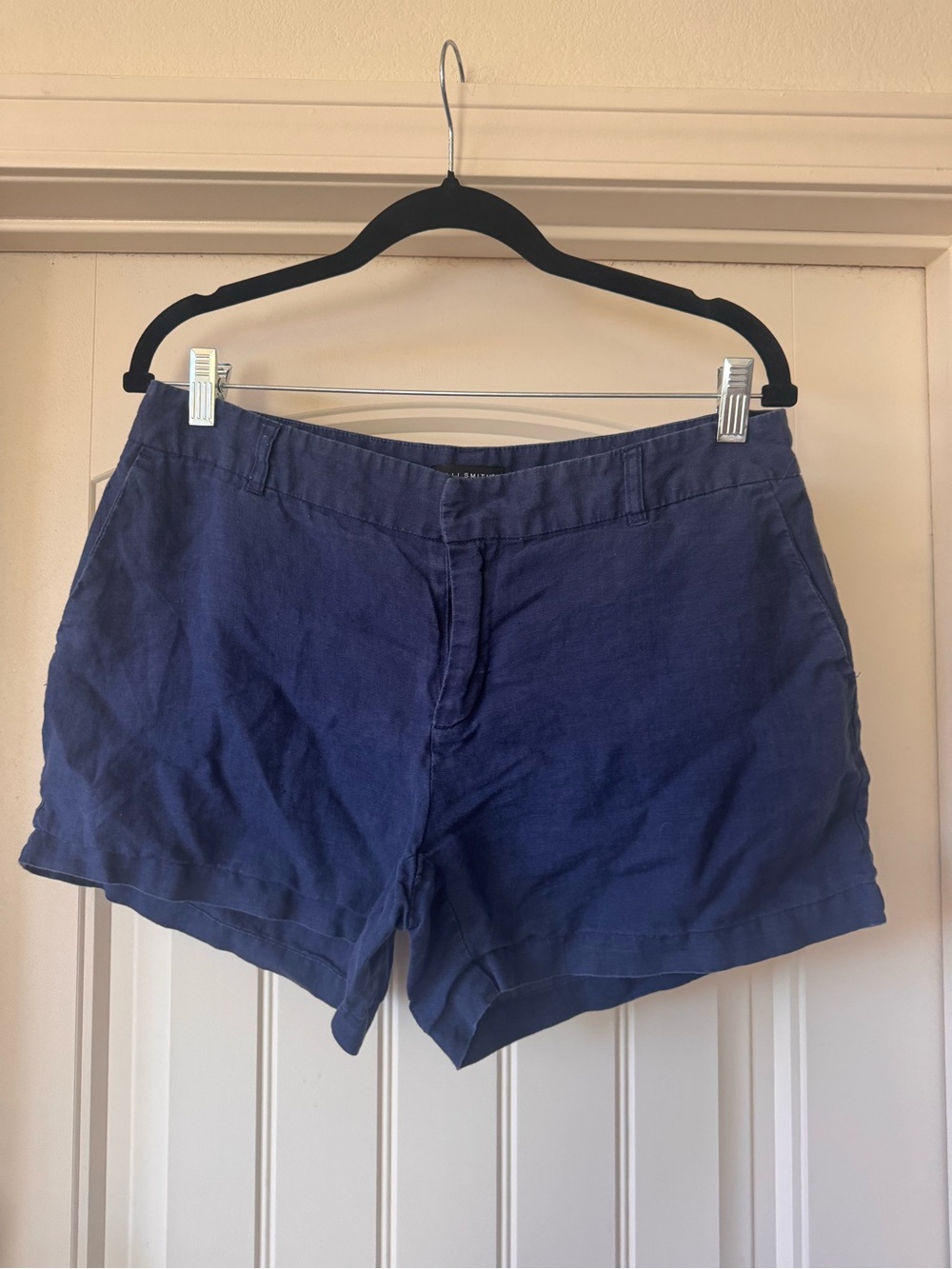 Willi Smith Navy Casual Linen-Blend Shorts